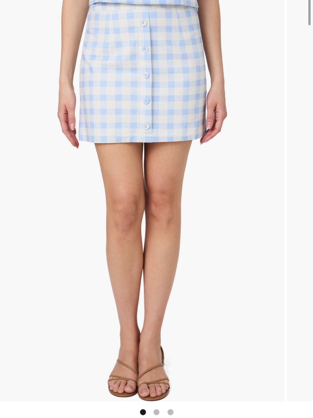 NWT Buffalo check Blue and White Gingham Button-Front Mini Skirt